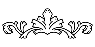 Dekoratif sınır çiçeği süsü. Beyaz arka planda izole edilmiş el çizimi vektör çizimi.