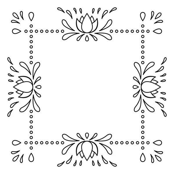 Декоративная Рамка Цветочного Орнамента Ручной Рисунок Вектора Выделенный Белом Фоне — стоковый вектор