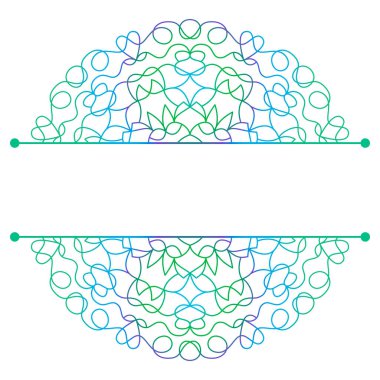 Mandala. Kına Mehndi ya da dövme dekorasyonu için mandala şeklinde ayrık desen. Etnik oryantal tarzda dekoratif süsleme, vektör illüstrasyonu.