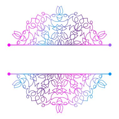 Mandala. Kına Mehndi ya da dövme dekorasyonu için mandala şeklinde ayrık desen. Etnik oryantal tarzda dekoratif süsleme, vektör illüstrasyonu.