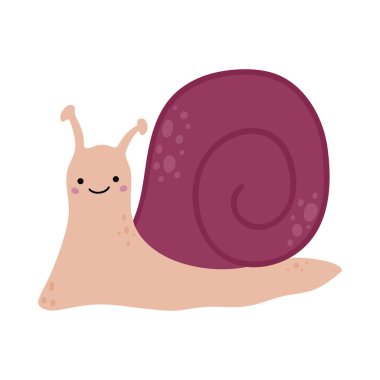 Tatlı salyangoz. Beyaz arkaplanda izole edilmiş çizgi film vektör çizimi.