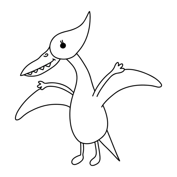 Leuke Kleine Dinosaurus Pterodactylus Vector Illustratie Geïsoleerd Een Witte Achtergrond — Stockvector