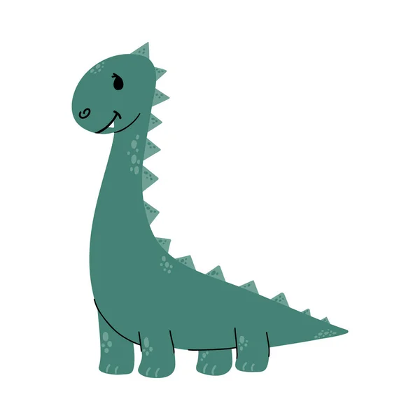 Leuke Kleine Dinosaurus Vector Illustratie Geïsoleerd Een Witte Achtergrond Scandinavisch — Stockvector