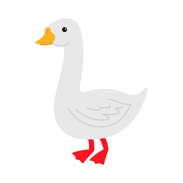 Cute Goose Vector Illustration Isolated White Background Scandinavian Cartoon Style — Stock Vector