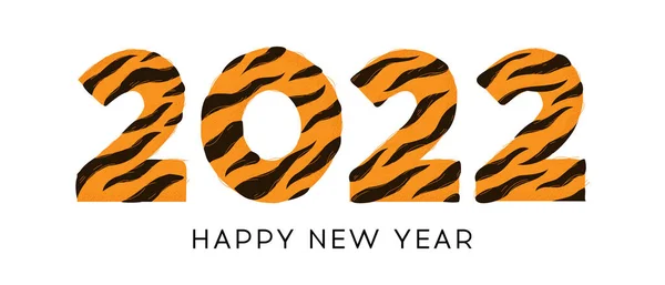 2022 Happy New Year Number Design Pruhovanou Texturou Tygří Srsti — Stockový vektor