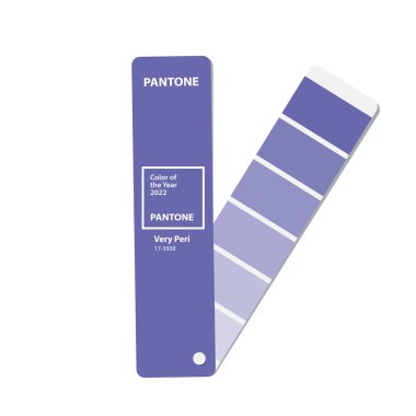 CARLSTADT, NEW JERSEY, ABD - 9 Aralık 2021: 2022 Pantone rengini duyurdu - PANTON 17-3938 Very Peri. 2022 Renk Eğilimi Tahminleri. Palet Örnekleri
