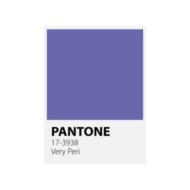 CARLSTADT, NEW JERSEY, ABD - 9 Aralık 2021: 2022 Pantone rengini duyurdu - PANTON 17-3938 Very Peri. 2022 Renk Eğilimi Tahminleri. Palet Örnekleri