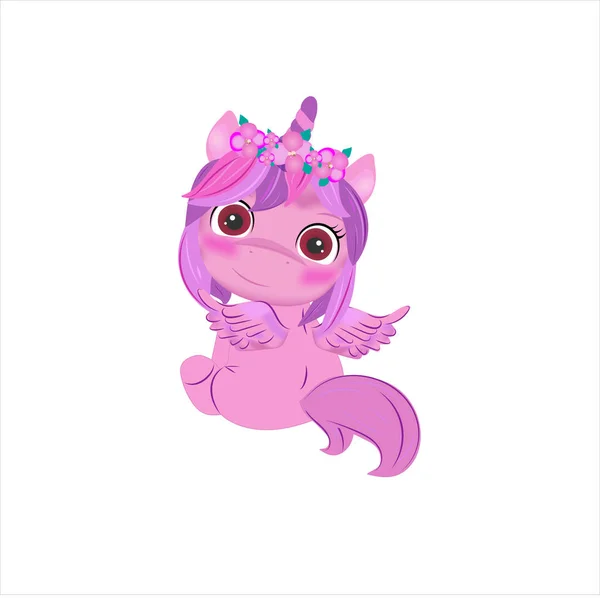 Pembe tek boynuzlu at sırtında oturuyor.