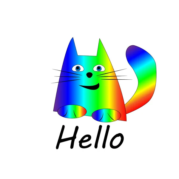 Neşeli gökkuşağı kedisi Merhaba