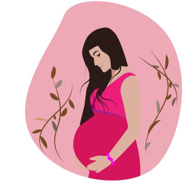 Pembe elbiseli hamile esmer