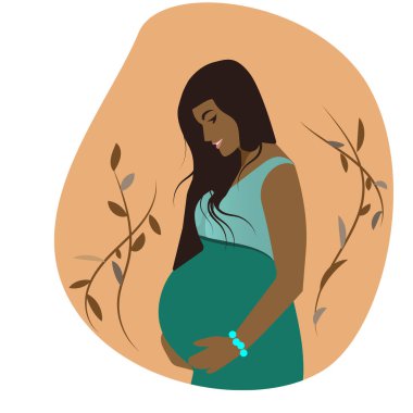 Yeşil elbiseli hamile kız