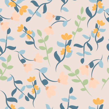 bej renkli arka plan üzerinde çiçek desenli