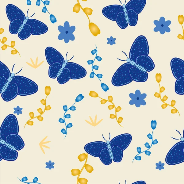 Bej arkaplanda yıldız kelebekleri deseni