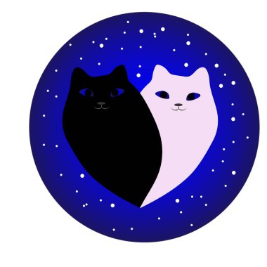 Yıldızlı bir çemberde iki kedi