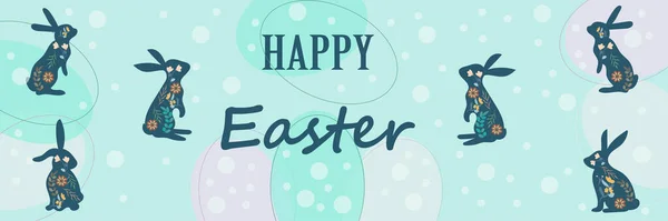 Tavşan yeşil dikdörtgen arkaplanlı Paskalya tebrik kartı