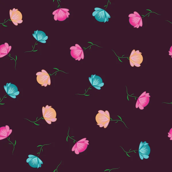 Pattern Small Flowers Burgundy Background — стоковый вектор