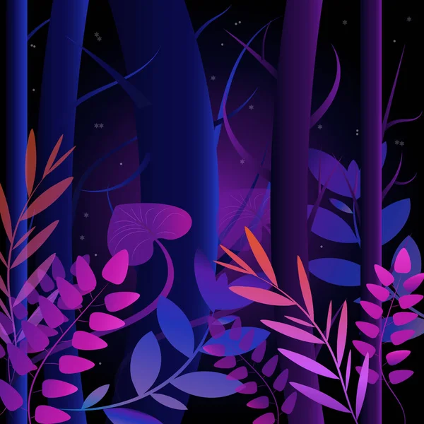 紫とピンクの色調の素晴らしい森 — ストックベクタ