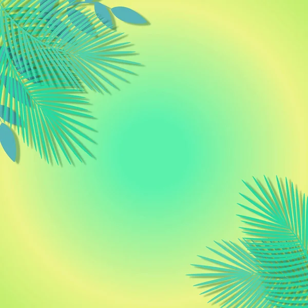 Tropisk Sommar Gul Grön Bakgrund Gröna Blad — Stock vektor