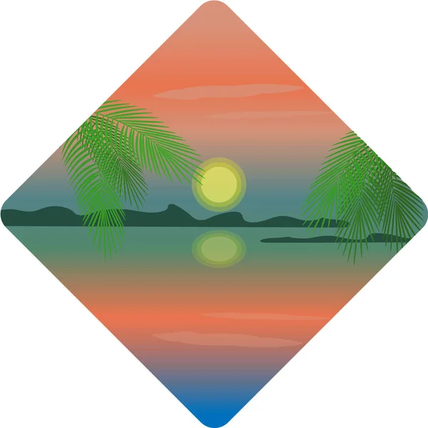Landskap Tropisk Strand Vid Solnedgången — Stock vektor