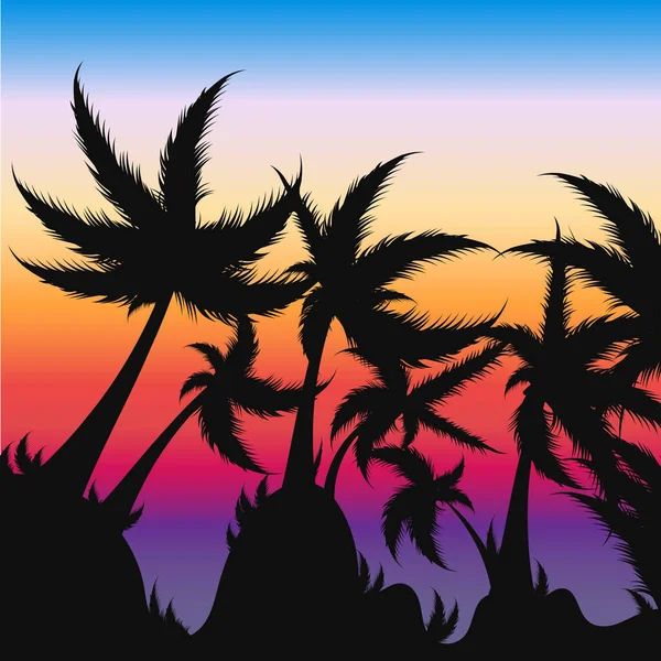 Paisaje Atardecer Tropical Costa — Vector de stock