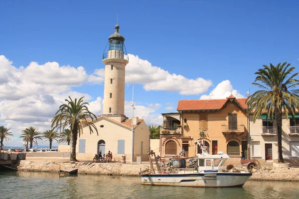 Deniz Feneri Fransa Nın Occitanie Bölgesinde Bir Tatil Beldesi Olan — Stok fotoğraf