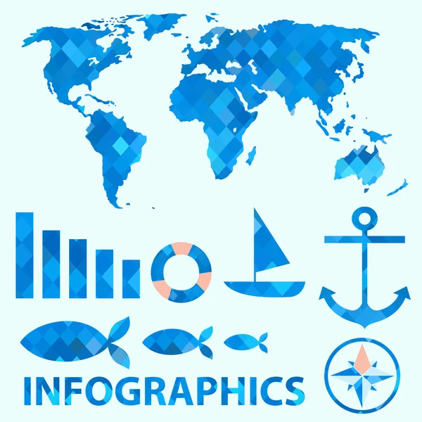 Blue sea infographics — Stock Vector