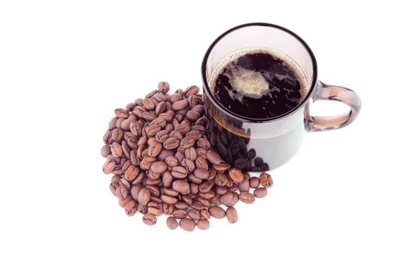 Cup of coffee and coffee beans — Stock Photo, Image