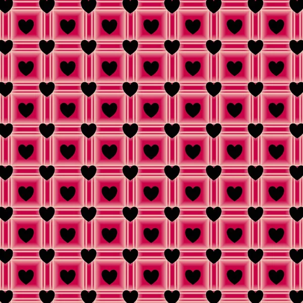 Checkered Background Decorated Hearts Background Albums Scrapbooking Art Objects Crafts — Stock Photo, Image