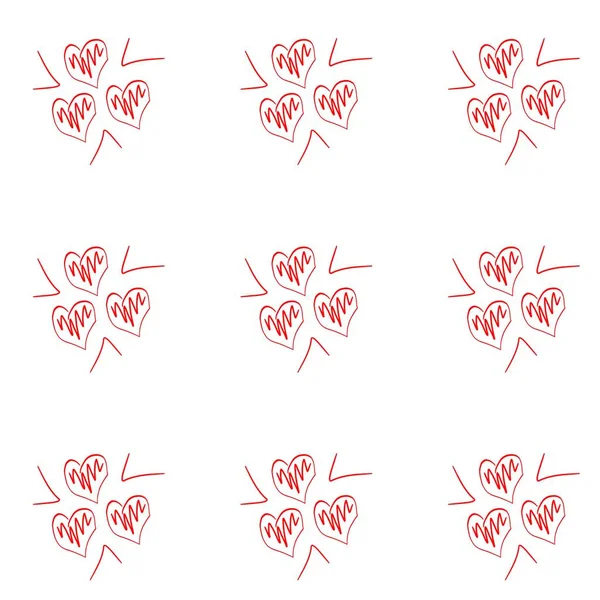 Padrão Repetitivo Corações Fundo Branco Estilo Doodle Uma Imagem Para — Fotografia de Stock