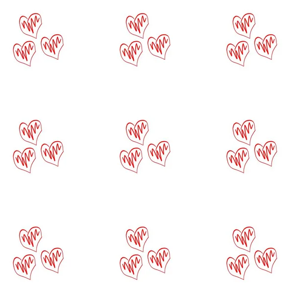 Padrão Repetitivo Corações Fundo Branco Estilo Doodle Uma Imagem Para — Fotografia de Stock