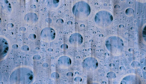 Sfondo Blu Con Texture Texture Formata Bolle Goccioline Acqua Scorrevoli — Foto Stock