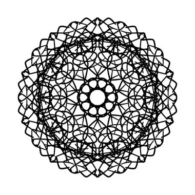 Yuvarlak dekorasyon. Etnik mandala. Benzersiz bir soyut çizim. Güzel bir görüntü tasarım projelerini ve fikirleri süsleyecek. Benzersiz bir çizgi, kıvrımlar, dokular kombinasyonu