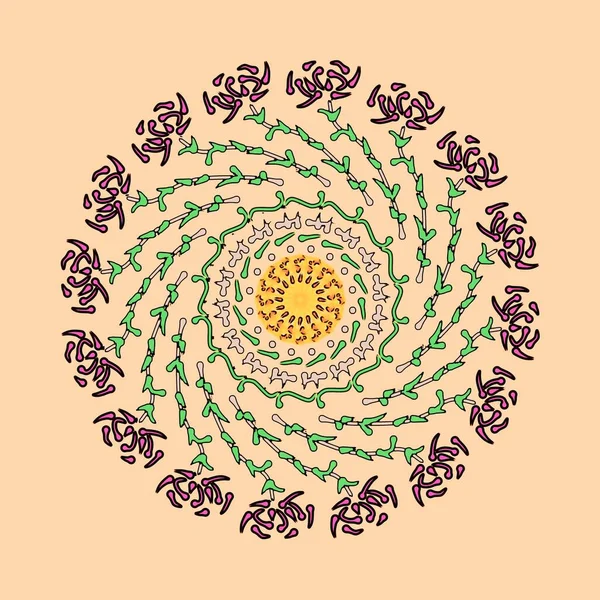 Decoración Redonda Mandala Étnico Una Ilustración Abstracta Única Una Hermosa — Foto de Stock