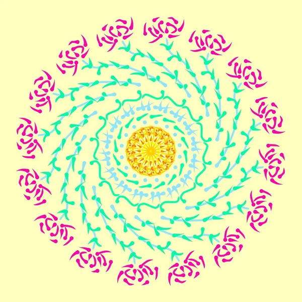 Decoração Redonda Mandala Étnica Uma Ilustração Abstrata Única Uma Bela — Fotografia de Stock