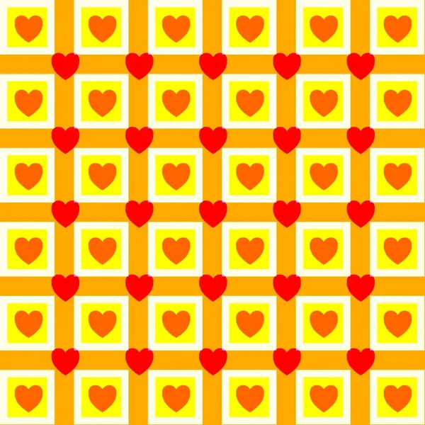 Checkered Background Decorated Hearts Background Albums Scrapbooking Art Objects Crafts — Stock Photo, Image