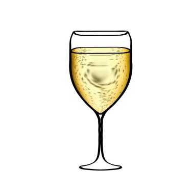 Şampanya ya da şarap için bir bardak. Bir karalama tasviri
