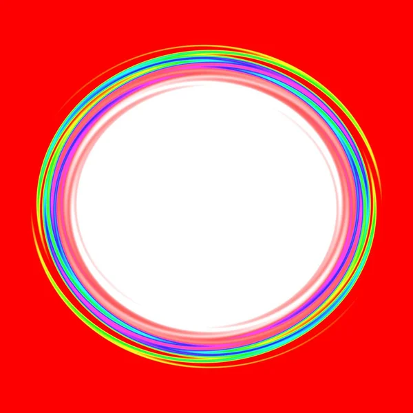 フレームは円の形をしています サークル リング ドーナツのデザイン 背景に丸 赤い背景の虹色 — ストック写真