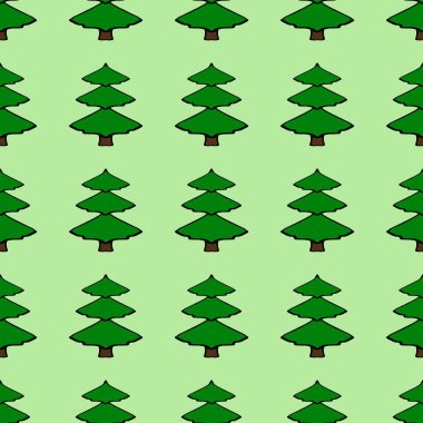 Kusursuz bir Noel ağacı görüntüsü. Noel ağaçlarıyla tekrarlanan şablonlar. Kartpostallar, afişler, kapaklar, albümler, mobil ekran koruyucular, hatıra defteri, reklamlar, bloglar için arka plan