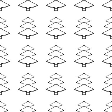 Kusursuz bir Noel ağacı görüntüsü. Noel ağaçlarıyla tekrarlanan şablonlar. Kartpostallar, afişler, kapaklar, albümler, mobil ekran koruyucular, hatıra defteri, reklamlar, bloglar için arka plan