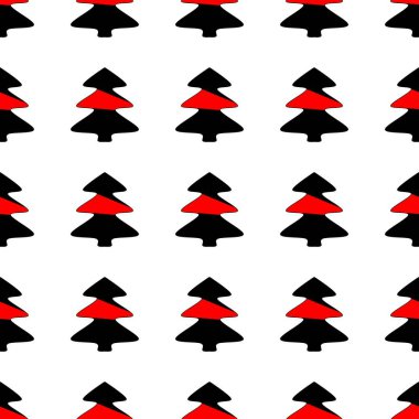 Kusursuz bir Noel ağacı görüntüsü. Noel ağaçlarıyla tekrarlanan şablonlar. Kartpostallar, afişler, kapaklar, albümler, mobil ekran koruyucular, hatıra defteri, reklamlar, bloglar için arka plan