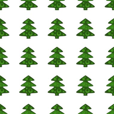 Kusursuz bir Noel ağacı görüntüsü. Noel ağaçlarıyla tekrarlanan şablonlar. Kartpostallar, afişler, kapaklar, albümler, mobil ekran koruyucular, hatıra defteri, reklamlar, bloglar için arka plan