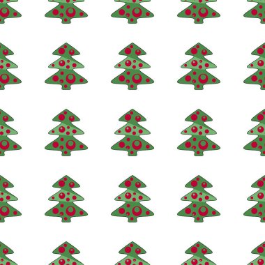 Kusursuz bir Noel ağacı görüntüsü. Noel ağaçlarıyla tekrarlanan şablonlar. Kartpostallar, afişler, kapaklar, albümler, mobil ekran koruyucular, hatıra defteri, reklamlar, bloglar için arka plan