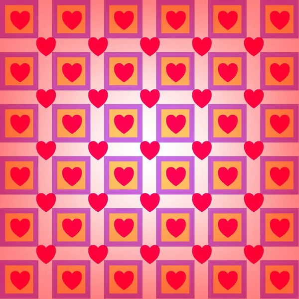 Hearts Valentine Day Checkered Background February Background Scrapbooking Albums Advertising — Stock Photo, Image