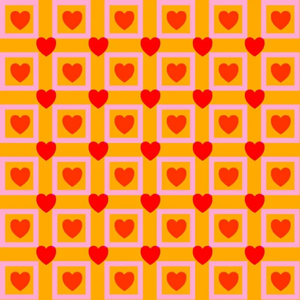 Hearts Valentine Day Checkered Background February Background Scrapbooking Albums Advertising — Stock Photo, Image