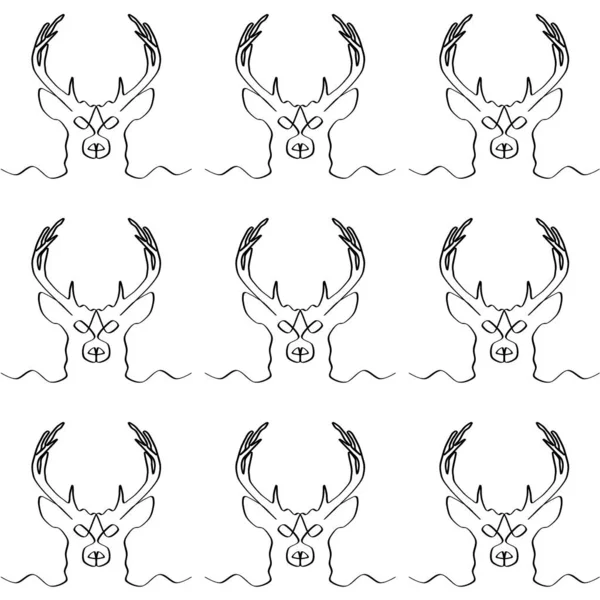 Ciervos Cabeza Ciervo Dibujada Con Una Sola Línea Una Imagen — Foto de Stock