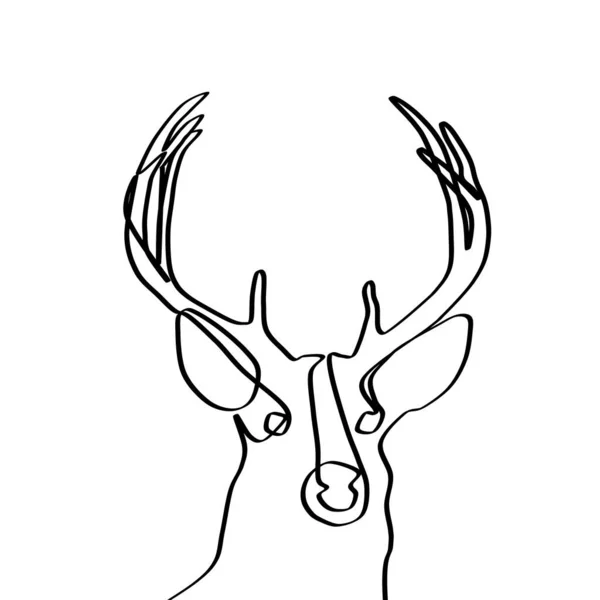 Deer Deer Head Drawn Single Line Image Christmas Deer Festive — Stock Photo, Image