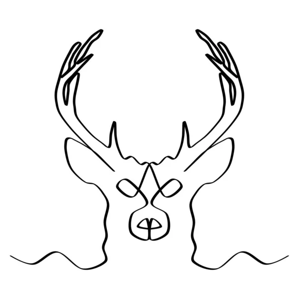 鹿の頭が一本の線で描かれている クリスマス鹿のイメージ お祝いの鹿だ はがき バナー カバー アルバム モバイルスクリーンセーバー スクラップブッキング ブログの背景 — ストック写真