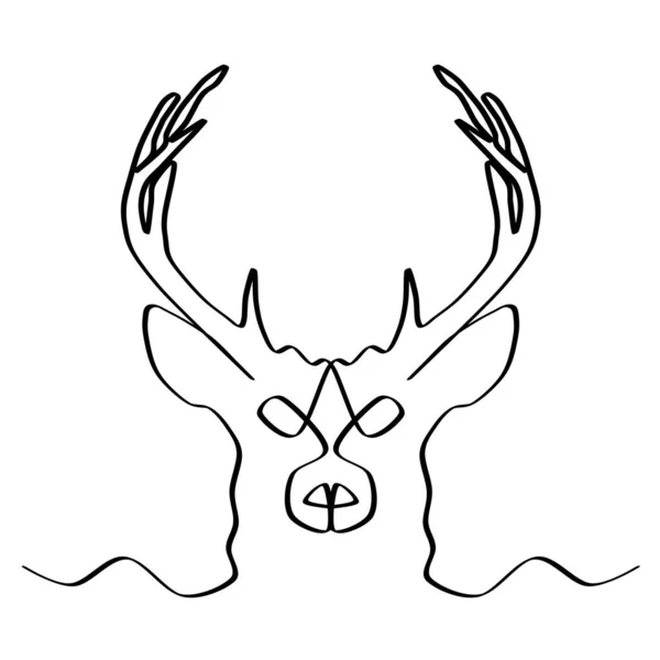 Deer Deer Head Drawn Single Line Image Christmas Deer Festive — Stock Photo, Image