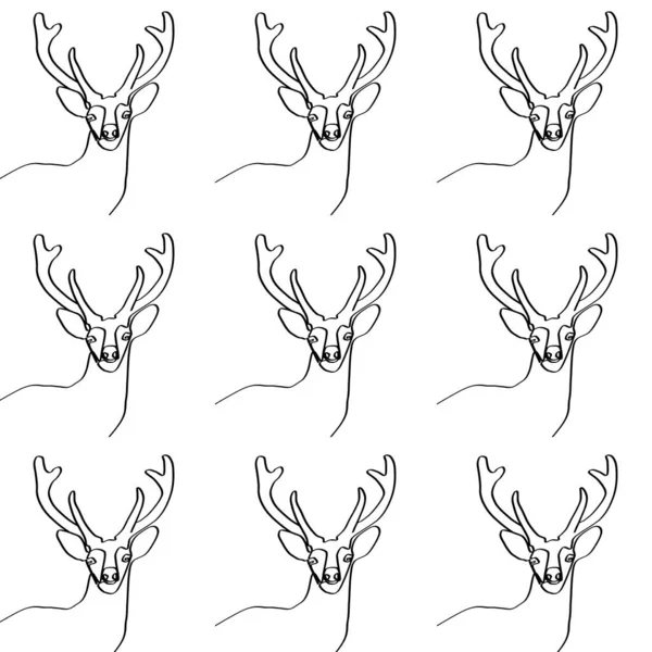 Cerf Une Tête Cerf Dessinée Avec Une Seule Ligne Une — Photo