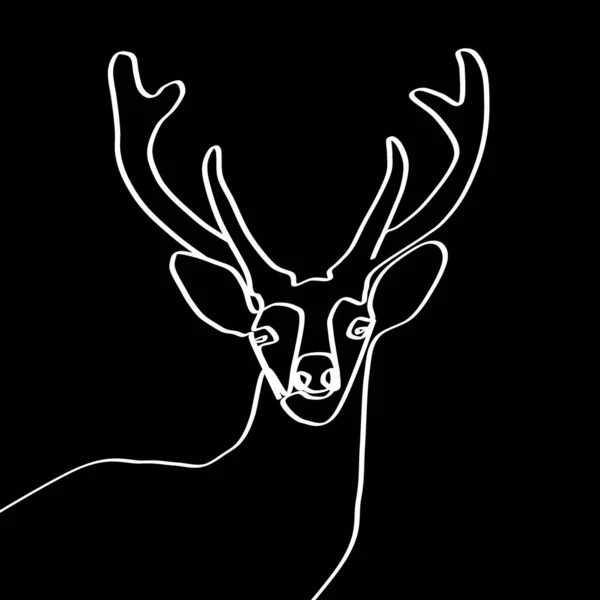 Deer Deer Head Drawn Single Line Image Christmas Deer Festive — Stock Photo, Image